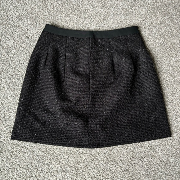 Ann Taylor Loft Petites Sz 10P Black Sparkly Textured Lined Mini Skirt - Picture 1 of 4